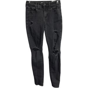 Old Navy Pop Icon Skinny Jeans Women Size 2 Gray High Rise Ripped Cotton Blend